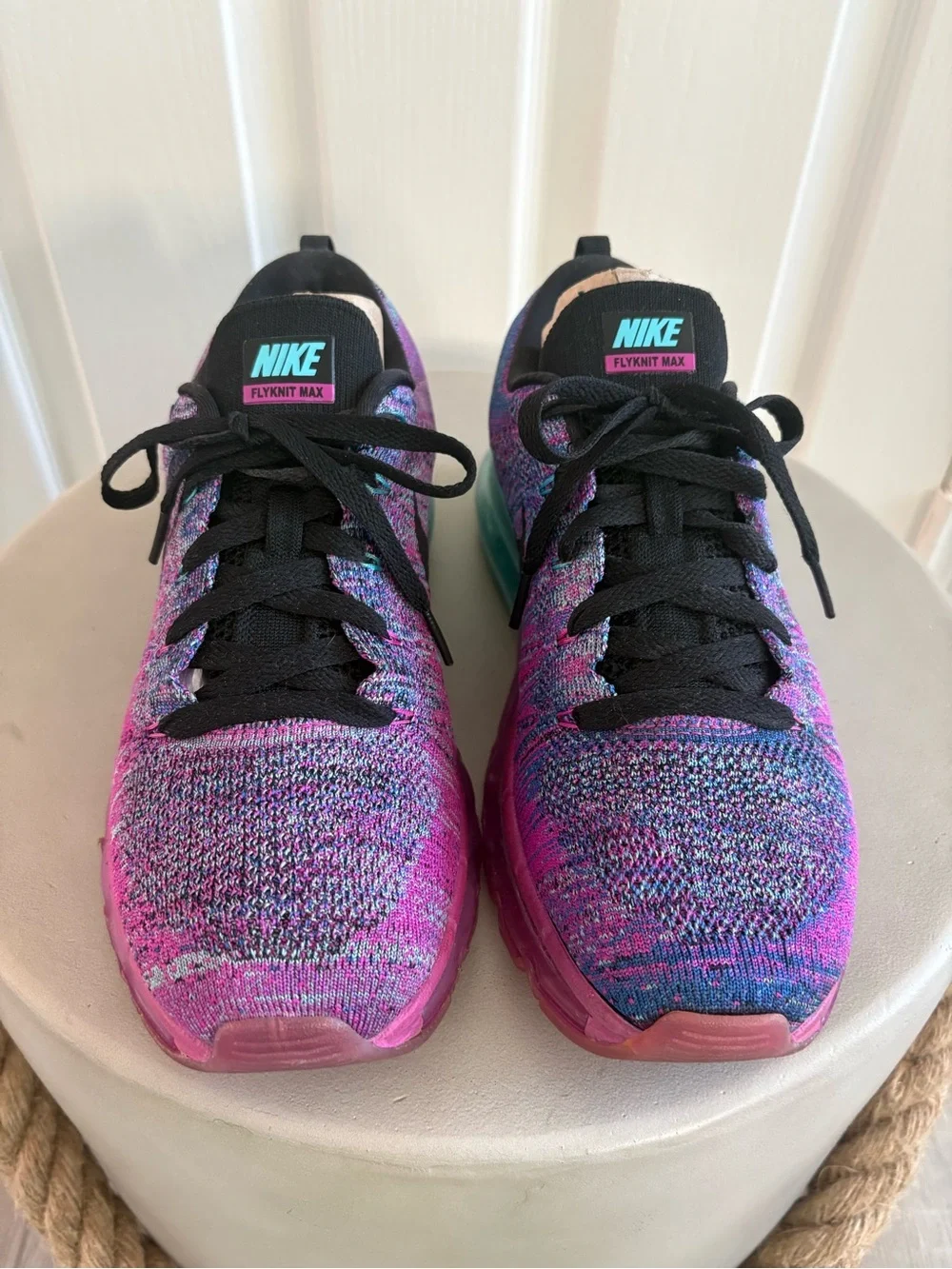 Nike | FlyKnit Air Max | Fuschia Flash/ Clearwater/ Chlorine Blue | sz 9.5